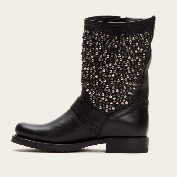 Frye Black Studded Combat Boots - Picture 3 of 13